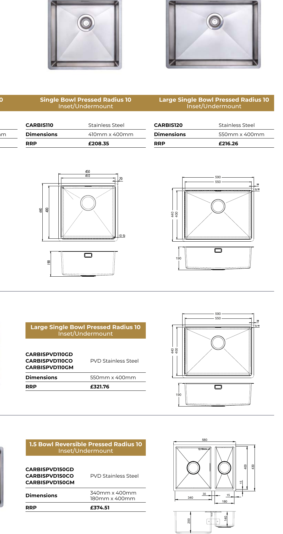 Harlyn Carbis technical drawing — dimensions