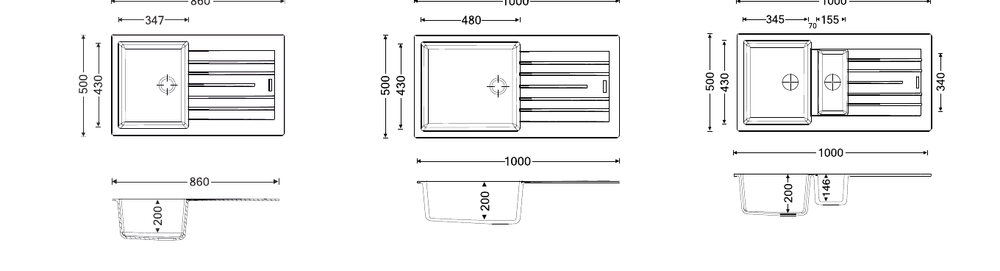 Harlyn Daymar technical drawing — dimensions
