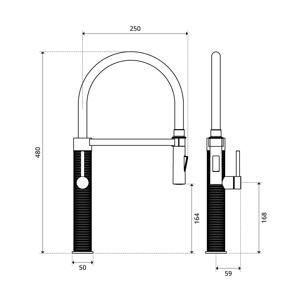 Harlyn Trelyn Pull-Down technical drawing — dimensions