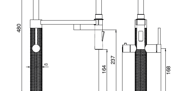Harlyn Trelyn Trelyn Flex Twist technical drawing — dimensions